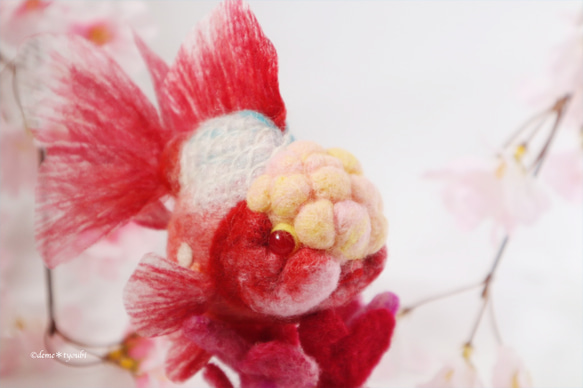 ピンク桜東　金魚　羊毛フェルト　アクアリウム　夏　春　母の日 5枚目の画像