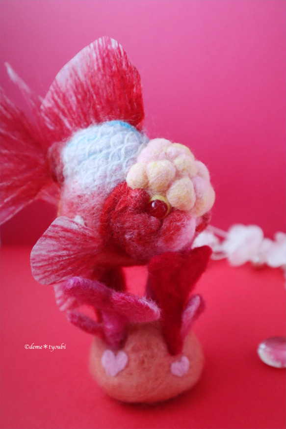 ピンク桜東　金魚　羊毛フェルト　アクアリウム　夏　春　母の日 13枚目の画像