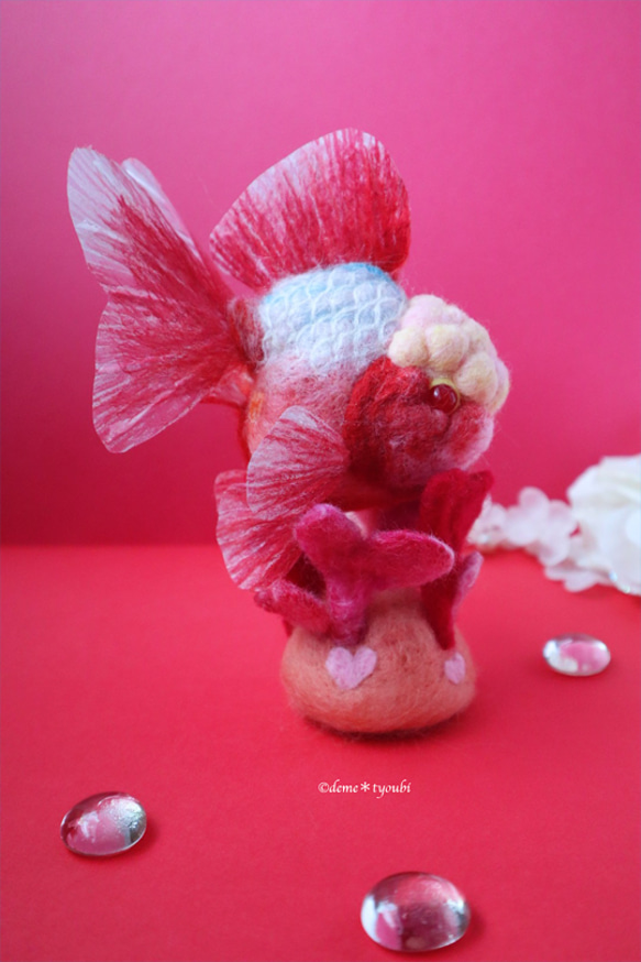 ピンク桜東　金魚　羊毛フェルト　アクアリウム　夏　春　母の日 14枚目の画像