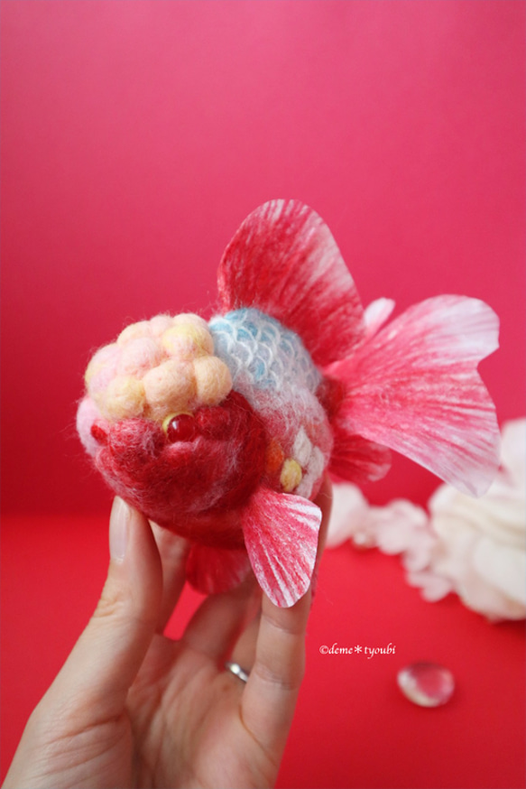 ピンク桜東　金魚　羊毛フェルト　アクアリウム　夏　春　母の日 10枚目の画像