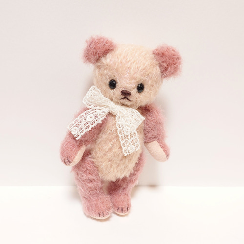 テディベア 小さな熊 ピンクベージュ色 可愛いくま ハンドメイドぬいぐるみ テディベア 可愛いくま シュタイフ ハンドメイド ぬいぐるみ 熊