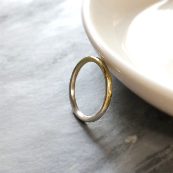 シルバー＆真鍮コンビリング マット加工 2mm 指輪・リング aruga 通販
