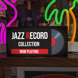 【オーダー無料】JAZZ ジャズ レコード コレクション オンエア カフェ 喫茶 照明 看板 置物 雑貨 ライトBOX 1枚目の画像