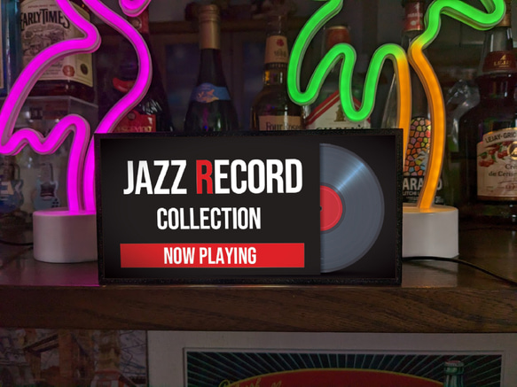 【オーダー無料】JAZZ ジャズ レコード コレクション オンエア カフェ 喫茶 照明 看板 置物 雑貨 ライトBOX 1枚目の画像