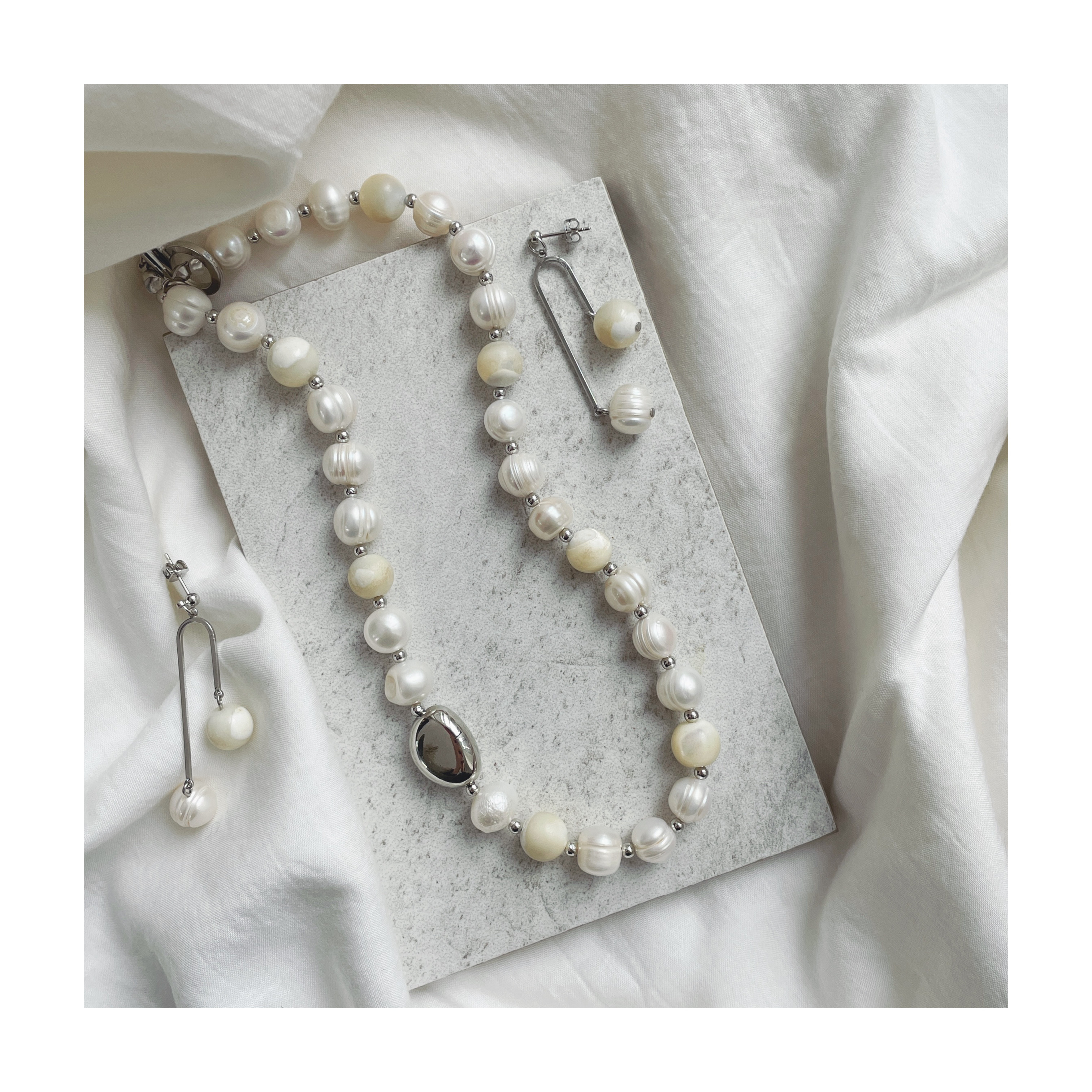 マザーオブパール×シェルパール・mixing ネックレス