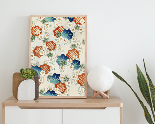 【額装美術品】桜花見図 日本画風額装 アンティーク 和風絵画 50x45 r NO.559】桜の花日本画アートポスター☆和柄浮世絵和モダン大正ロマン