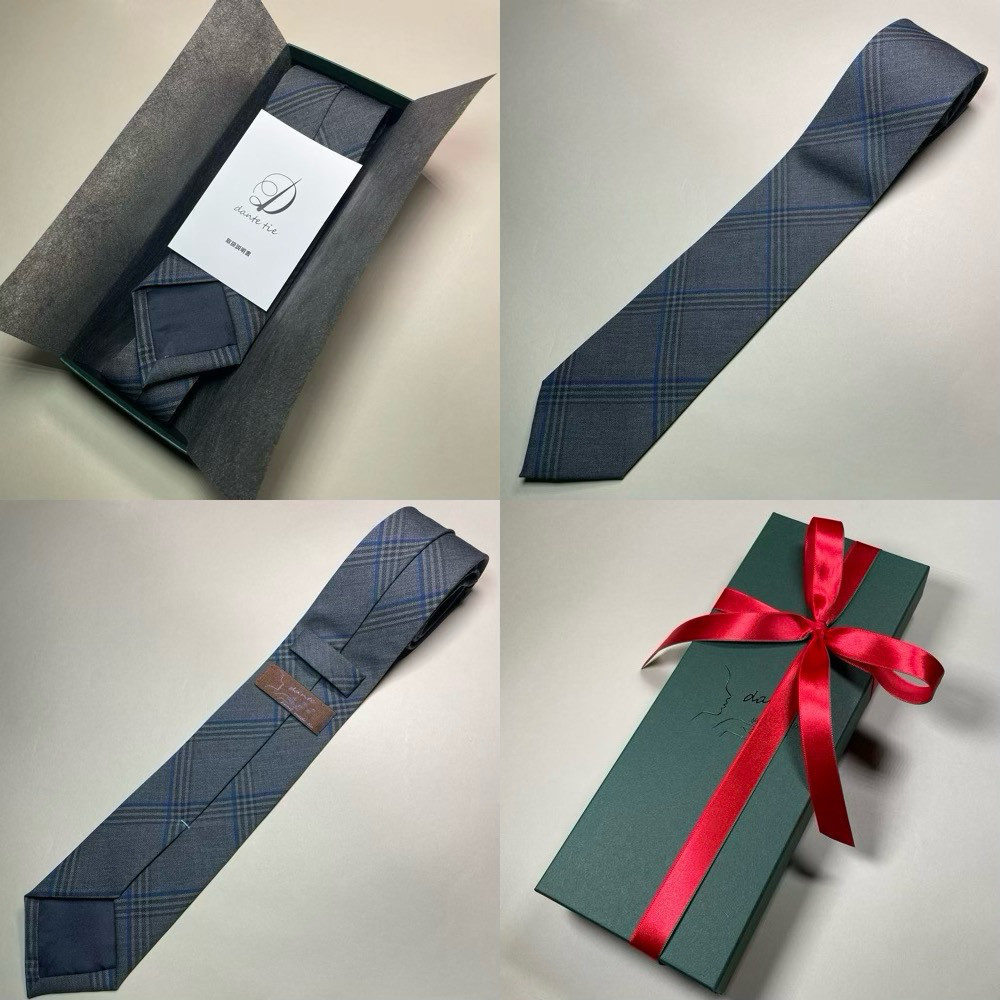 【受注製作】バイカラー　チェック　ネイビー　プレゼント　ギフト【別途】名入れ　メッセージ　イニシャル　刺繍　ネクタイ