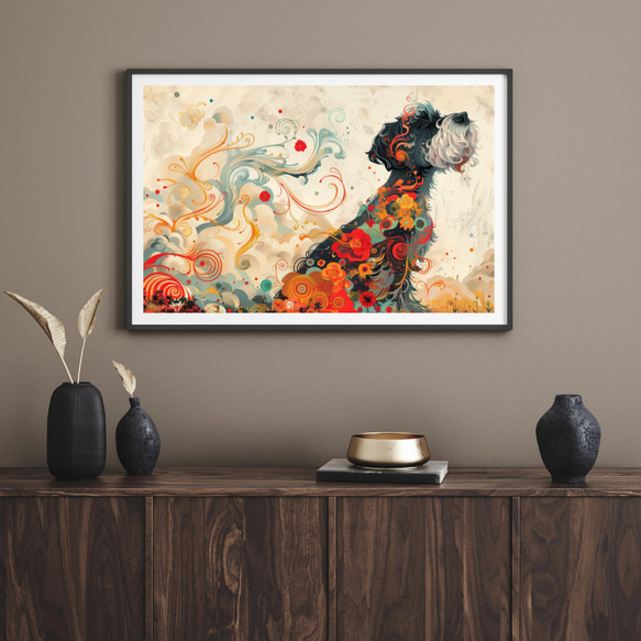 【インターステラー (星ノ間)  - シュナウザー犬 No.3】宇宙 星空 アートポスター 犬の絵 犬の絵画 8枚目の画像