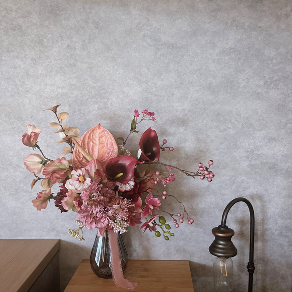 カラー＆胡蝶蘭の実ものbouquet ◻︎アーティフィシャルフラワー◻︎ ウェディングブーケ 4枚目の画像
