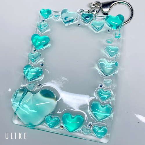 トレカケース トレカキーホルダー レジン B8 ハンドメイド 緑