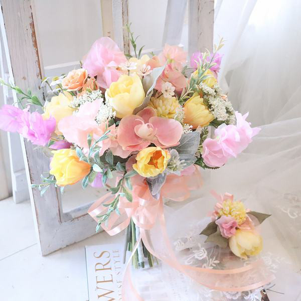 チューリップ　スイートピー　胡蝶蘭　春色　春婚　392