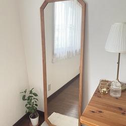 new【日本製】八角形カットデザインミラー　全身鏡　姿見　立て掛けミラー　ジャンボミラー　アンティーク調 15枚目の画像