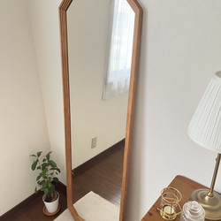 new【日本製】八角形カットデザインミラー　全身鏡　姿見　立て掛けミラー　ジャンボミラー　アンティーク調 16枚目の画像