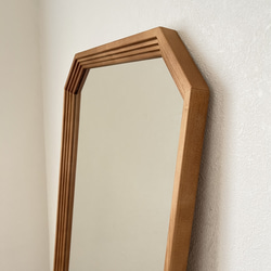 new【日本製】八角形カットデザインミラー　全身鏡　姿見　立て掛けミラー　ジャンボミラー　アンティーク調 8枚目の画像