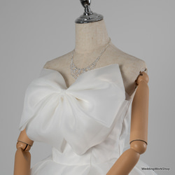 美しい胸元の大きなリボン”  ソフトチュール  ウェディングドレス ス 結婚式 /花嫁 G180 12枚目の画像