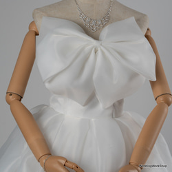 美しい胸元の大きなリボン”  ソフトチュール  ウェディングドレス ス 結婚式 /花嫁 G180 10枚目の画像