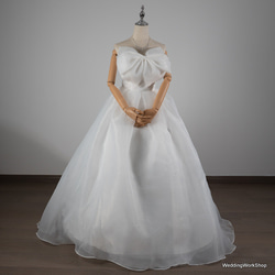 美しい胸元の大きなリボン”  ソフトチュール  ウェディングドレス ス 結婚式 /花嫁 G180 4枚目の画像