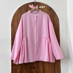 [受注]　綿100％  かわいい上着  ブラウス  清新な色  春夏のシャツ 5枚目の画像