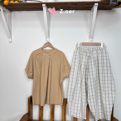[受注]　綿100％  夏の半袖シャツ  ゆったりとした純色の上着 3枚目の画像