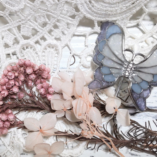 ポニーフック ハンドメイド 蝶 ポニーフック・ヘアカフス BLUE ROSE