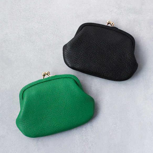 送料無料 フレンチゴート レザー シェーブル 小さい財布 Chevre がま口 ミニ財布 口金 ガマ口 ブラック 9枚目の画像