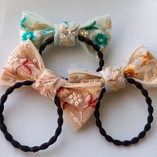 インド刺繍リボン ヘアゴム No.4 ヘアゴム とらちゃん工房 通販