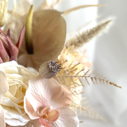 ドライフラワー風花束ブーケ　アーティフィシャルブーケ　造花ブーケ　胡蝶蘭　ナチュラルブーケ 5枚目の画像