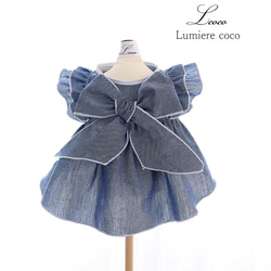 ハンドメイド　ナチュラルボタニカル　バックリボンワンピース　犬服 ハンドメイド ナチュラルボタニカル バックリボンワンピース 犬服
