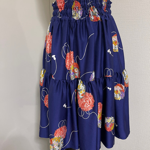 着物リメイク 1点もの【ヴィンテージ着物】ティアードスカート 着物リメイク 1点もの【ヴィンテージ着物】ティアードスカート
