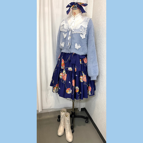 着物リメイク 1点もの【ヴィンテージ着物】ティアードスカート 着物リメイク 1点もの【ヴィンテージ着物】ティアードスカート