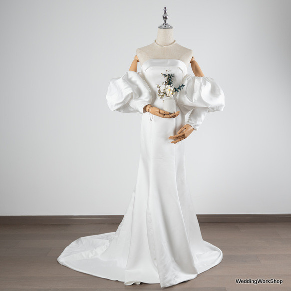 大好きな   オフショルダー  取り外し袖  ウェディングドレス ス  マーメイドライン  花嫁/結婚式G185