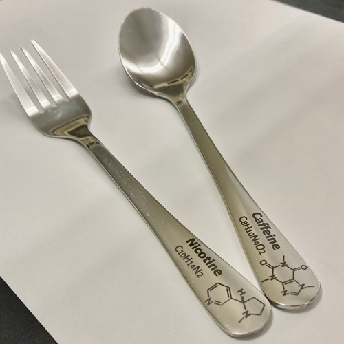 化学構造式レーザー彫刻 スプーン フォーク セット カトラリー