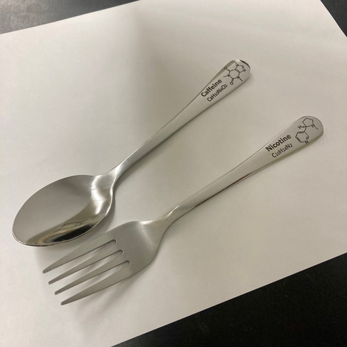 化学構造式レーザー彫刻 スプーン フォーク セット カトラリー