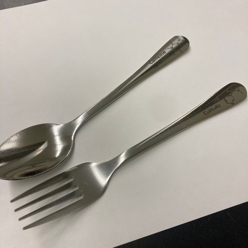 化学構造式レーザー彫刻 スプーン フォーク セット カトラリー