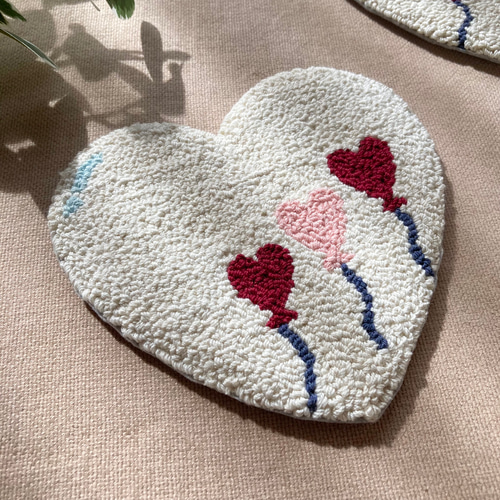 ハートバルーン コースター 壁飾り 1枚 ミニマット ギフト ナチュラル