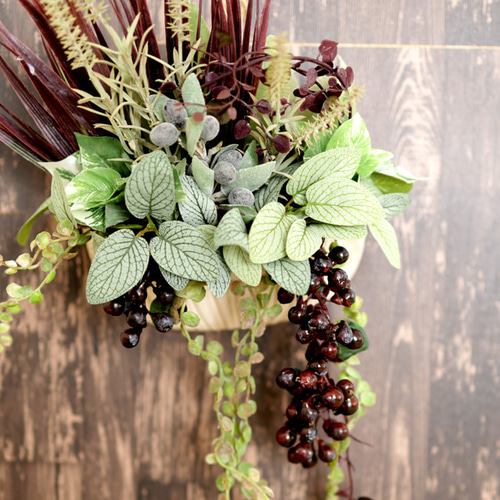 秋限定2024＊シャビーシックなボタニカルアレンジ＊フェイクグリーン