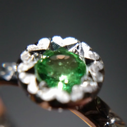 ツァボライト　グリーンガーネット　天然石　誕生石　１月　リング　指輪　ラウンド　一点物　金属アレルギー対応　宝石　緑色　 1枚目の画像