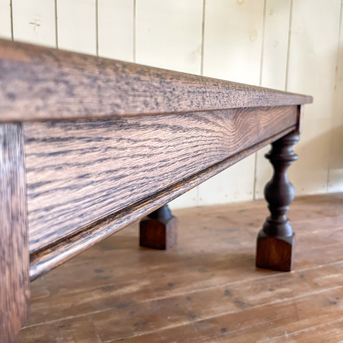 アンティーク調オークローテーブルW1300 ろくろ足 ターンドレッグ