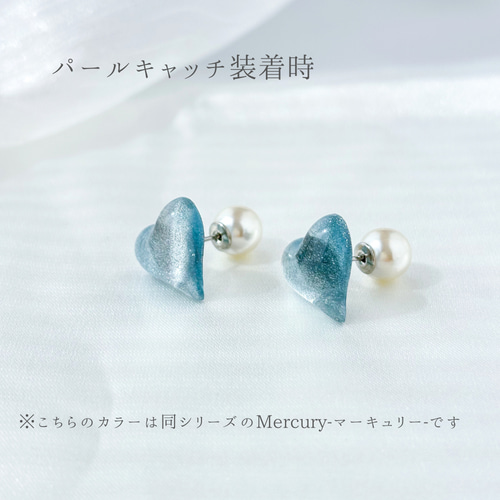 角度によって表情が変わる】 ピアス ハート きれいめ パール 2way 軽い