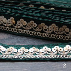 【２０cm単位】インド 刺繍 リボン レース：各ローズ、ダークグリーン、ピンク、ベージュ（IRL160） 6枚目の画像
