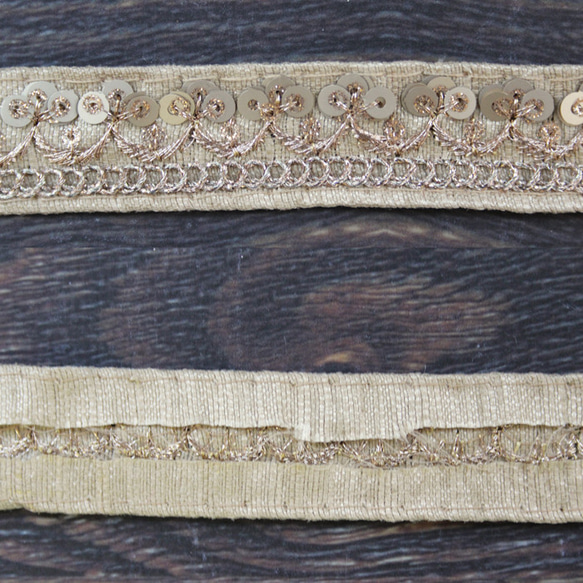 【２０cm単位】インド 刺繍 リボン レース：各ローズ、ダークグリーン、ピンク、ベージュ（IRL160） 15枚目の画像