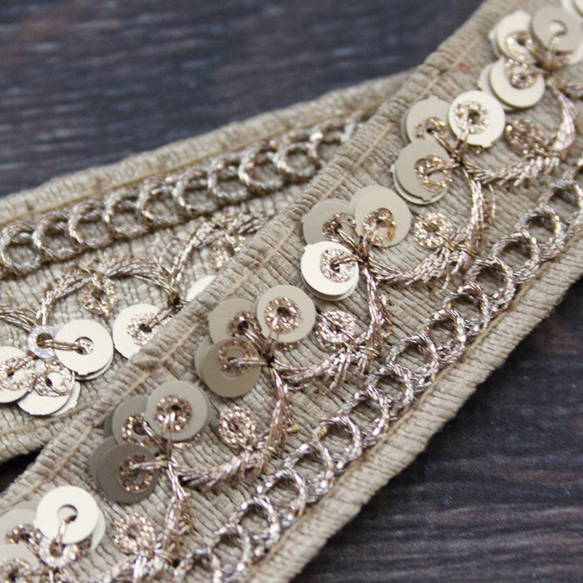 【２０cm単位】インド 刺繍 リボン レース：各ローズ、ダークグリーン、ピンク、ベージュ（IRL160） 17枚目の画像