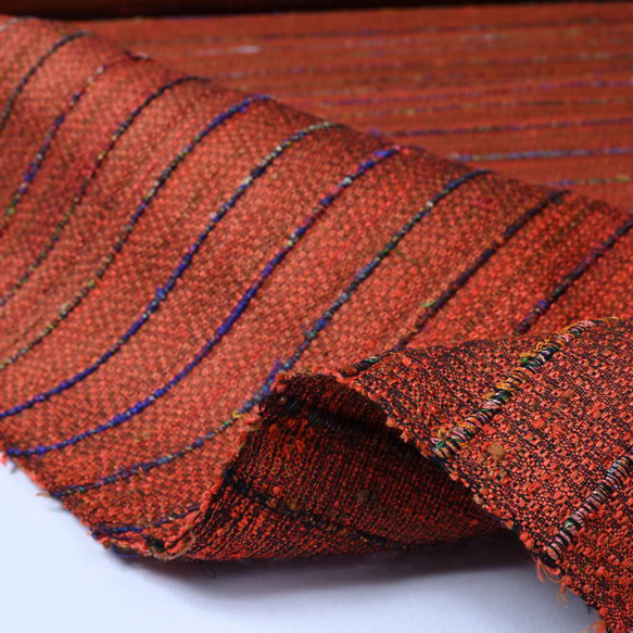 【アウトレット特価品】MARF003⑤（GL002）タイシルク 手紡ぎ 手織り生地 4枚目の画像