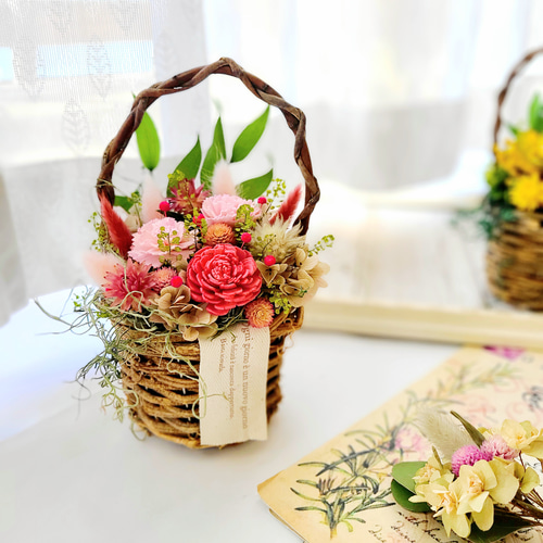 Creema限定母の日セット カーネーションとローズのナチュラルスワッグ