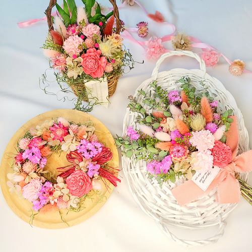 Creema限定母の日セット カーネーションとローズのナチュラルスワッグ