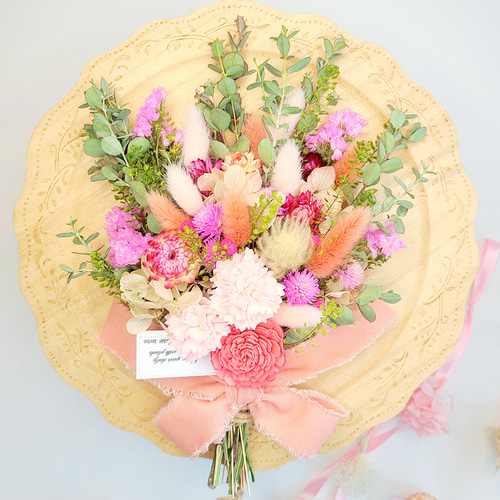 Creema限定母の日セット カーネーションとローズのナチュラルスワッグ