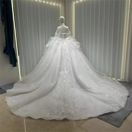 豪華ドレス！7ways激安 ロングトレーン 編み上げ 背中見せ 贅沢な花