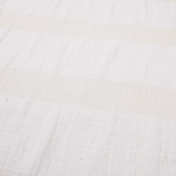 【アウトレット特価品】CMH103（WL016）タイ チェンマイコットン ボーダー織り生地 ホワイト 4枚目の画像