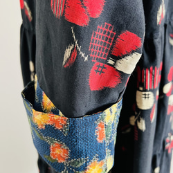 KIMONO de ティアードワンピース・絣・ウール１００％/高身長モデルサイズ 9枚目の画像