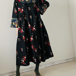 KIMONO de ティアードワンピース・絣・ウール１００％/高身長モデルサイズ 1枚目の画像